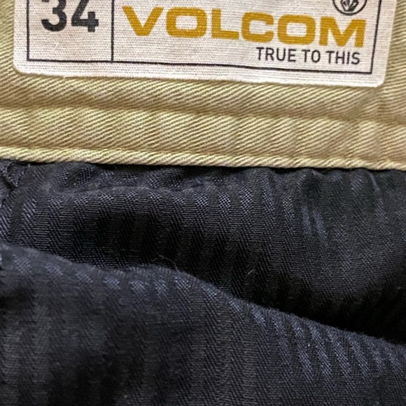 Volcom Stone Chino Shorts Khaki Brown Men's Size 34 Waist 10” Inseam Stretch Zip - Picture 3 of 9